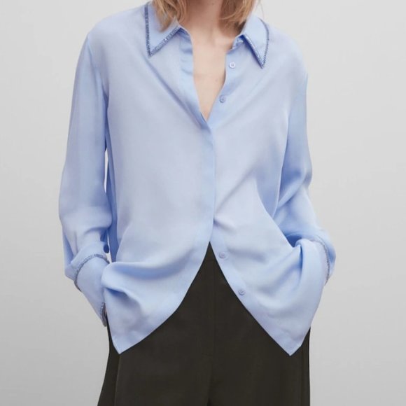 MASSIMO DUTTI Studio Flowing shirt with rhinestone detail 9407/954 - Picture 6 of 13